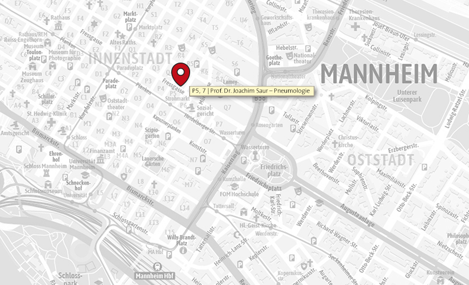 Pneumologe | Mannheim | Prof. Dr. Joachim Saur | Standortkarte